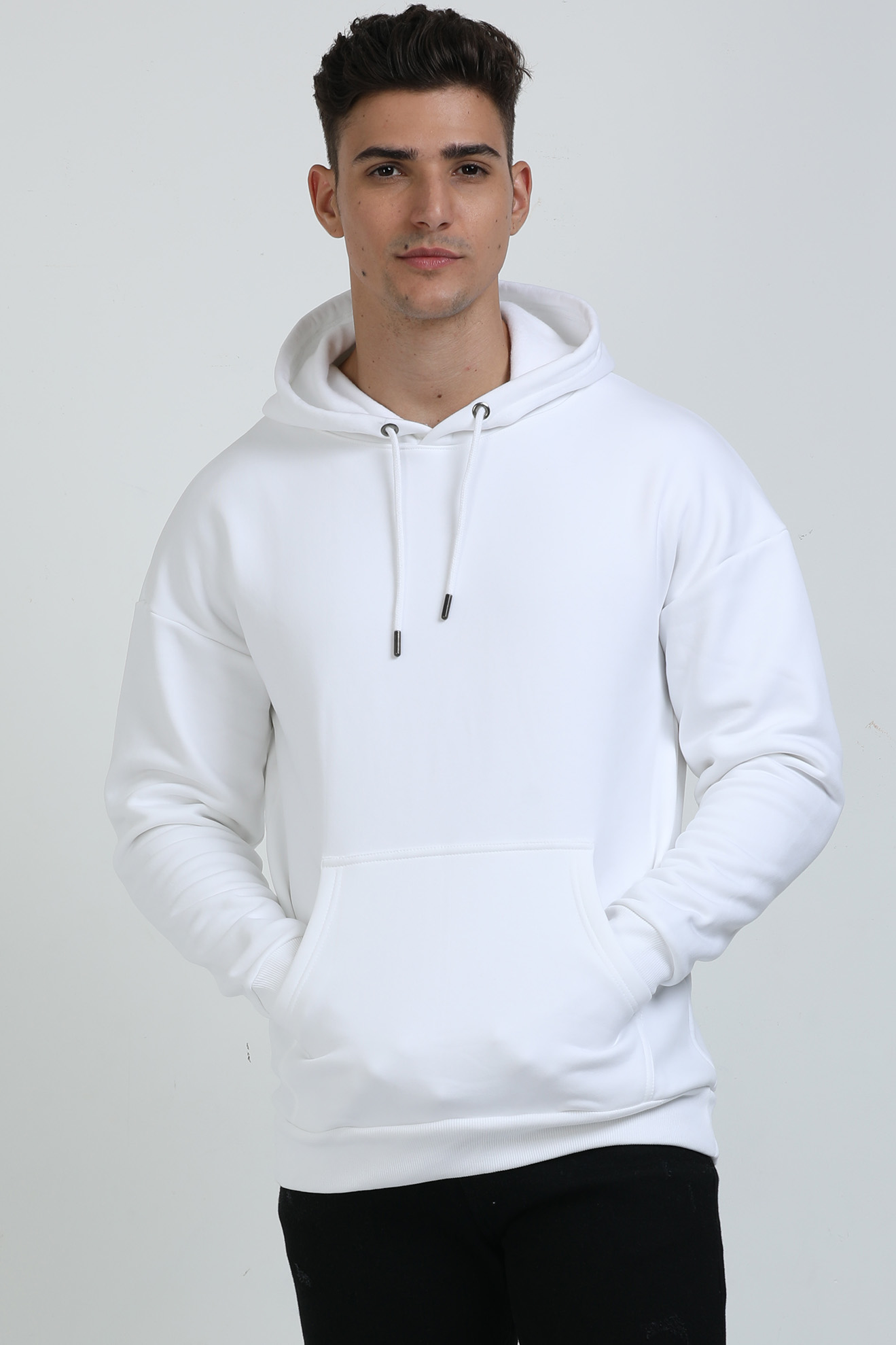 Premium Heavyweight Oversized Vagabond Us White Embroidery Hooded Sweatshirt