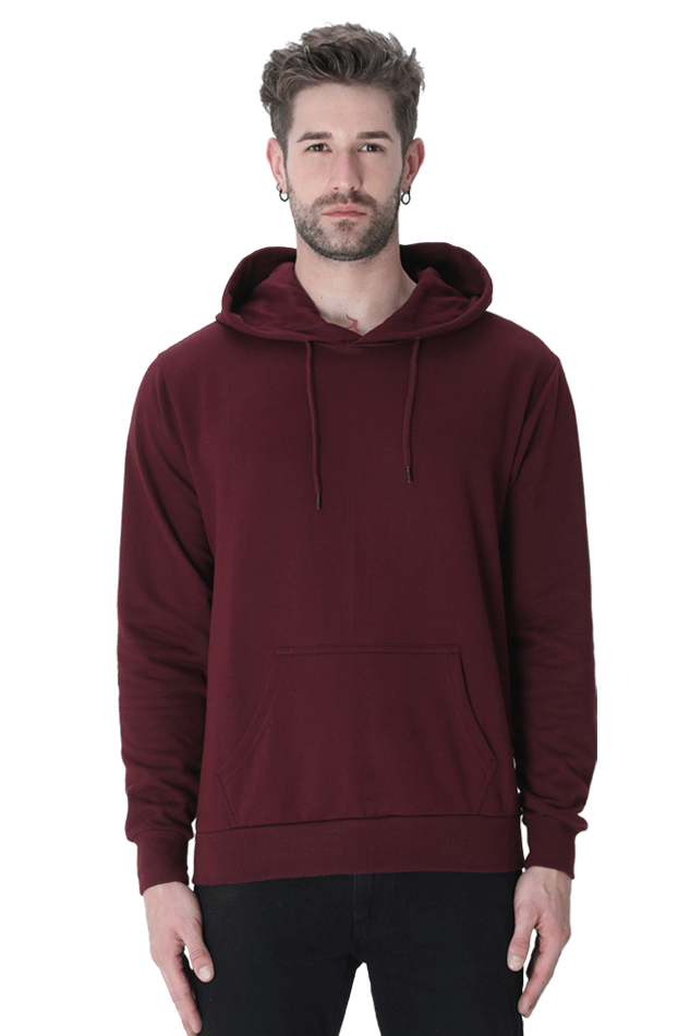 Vagabond Us Maroon Unisex Solid Hooded Sweatshirt